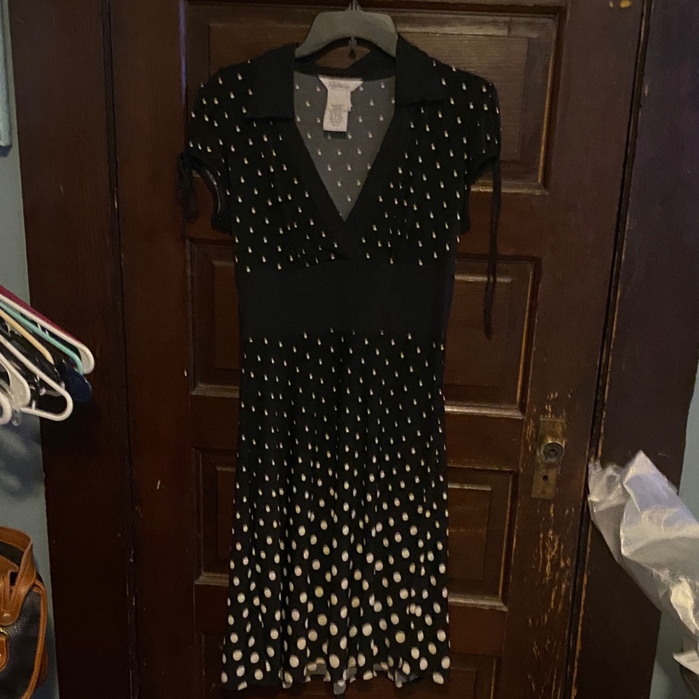 Elegant Black and White Polka Dot Dress